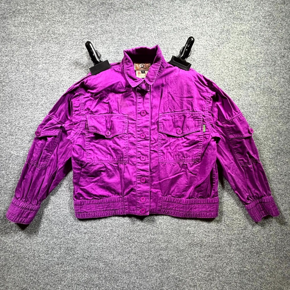 VINTAGE Gene Ewing Bis Wrinkled Rich Denim Jacket Women S Purple Cotton Utility